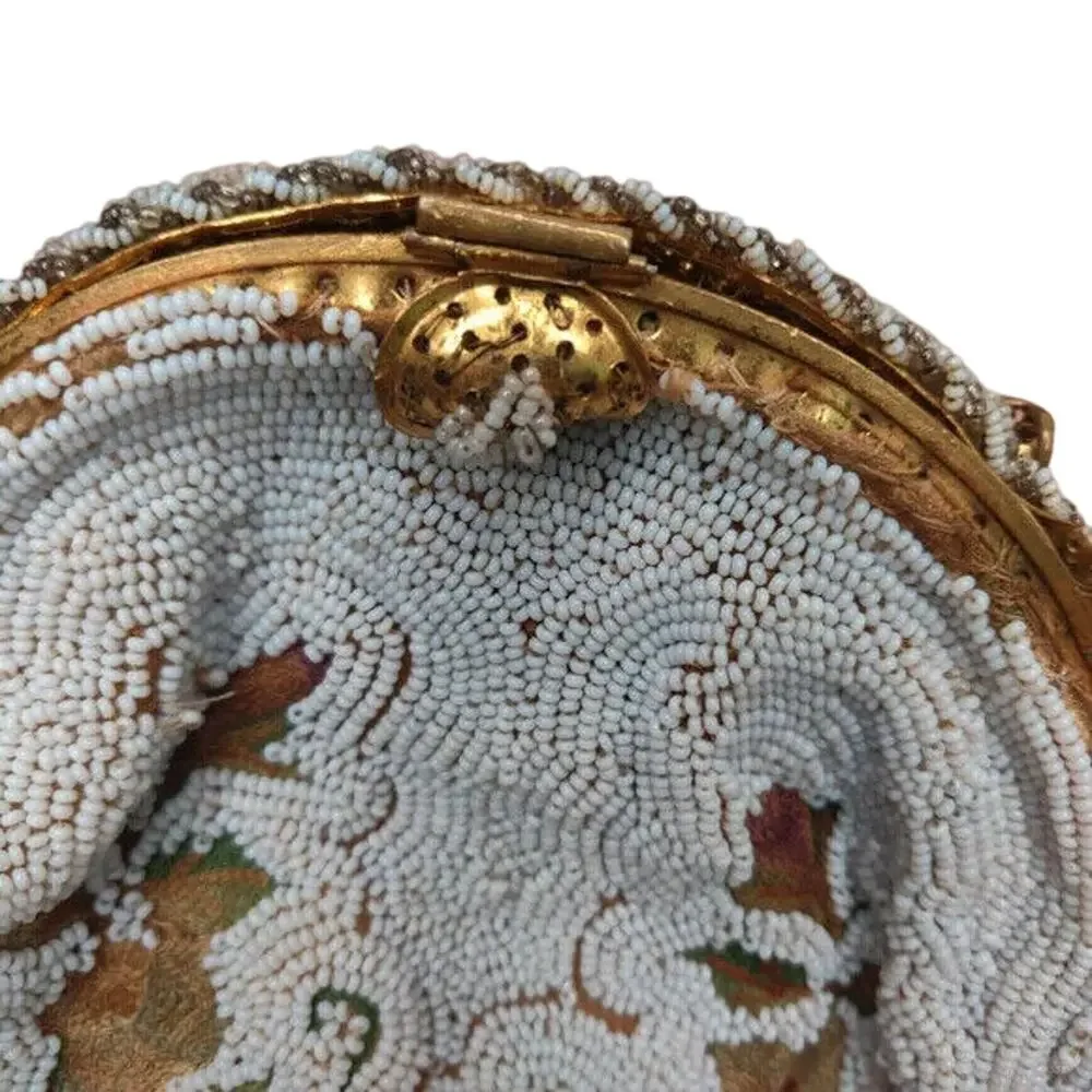 Vintage 1950s Dormar Beaded Floral Handmade Evening Clutch